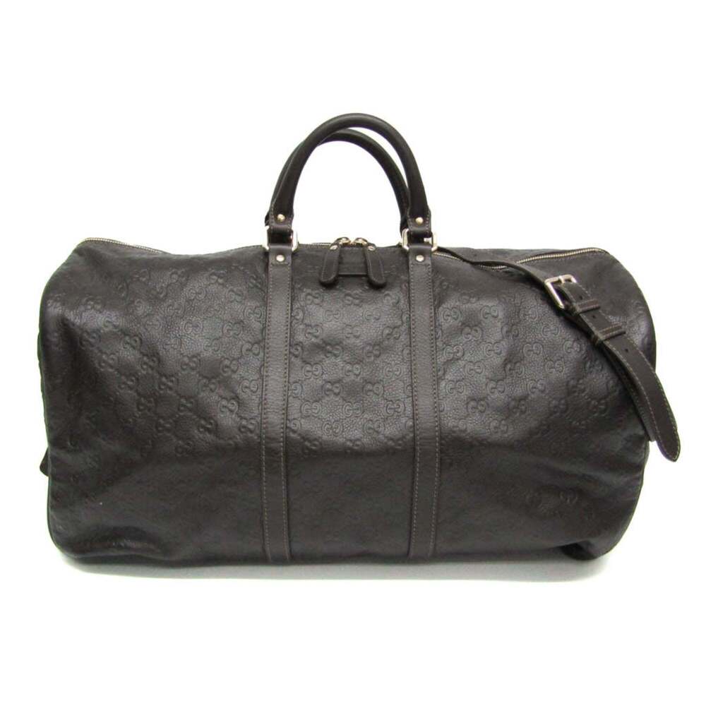 GUCCI Authentic Brown Leather Boston Bag